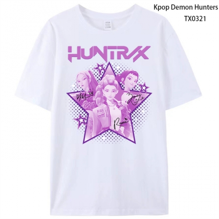 K-Pop Demon Hunters Anime peripheral printed pure cotton T-shirt from S to 4XL