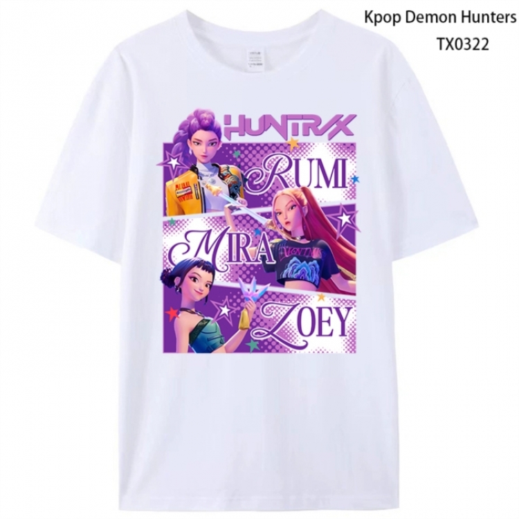 K-Pop Demon Hunters Anime peripheral printed pure cotton T-shirt from S to 4XL