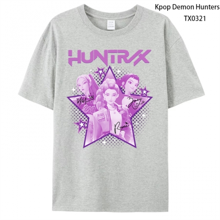 K-Pop Demon Hunters Anime peripheral printed pure cotton T-shirt from S to 4XL
