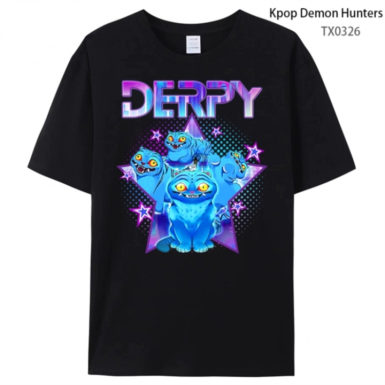 K-Pop Demon Hunters Anime peripheral printed pure cotton T-shirt from S to 4XL