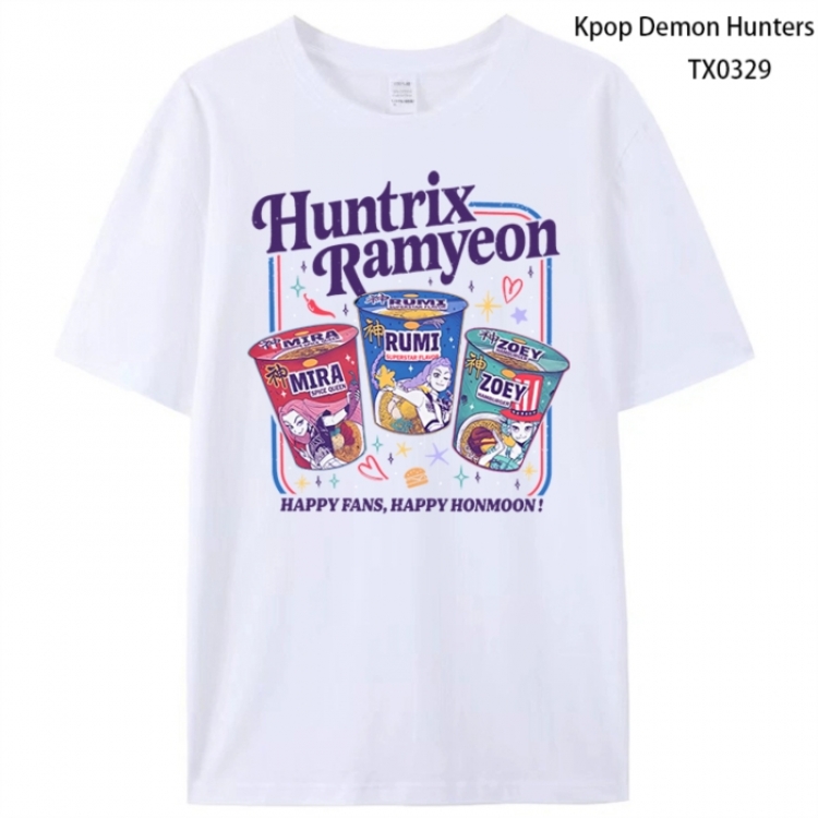 K-Pop Demon Hunters Anime peripheral printed pure cotton T-shirt from S to 4XL