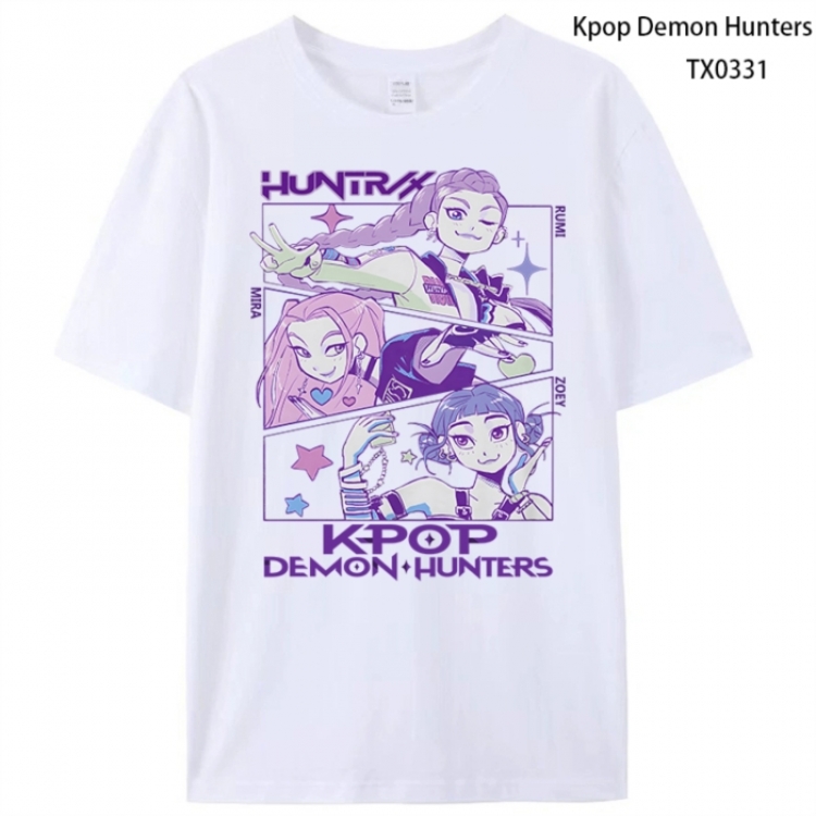 K-Pop Demon Hunters Anime peripheral printed pure cotton T-shirt from S to 4XL