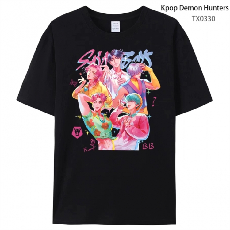 K-Pop Demon Hunters Anime peripheral printed pure cotton T-shirt from S to 4XL
