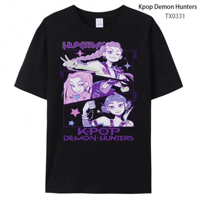 K-Pop Demon Hunters Anime peripheral printed pure cotton T-shirt from S to 4XL