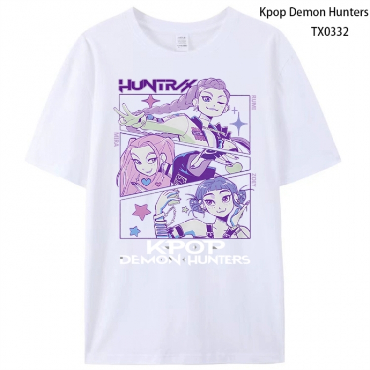 K-Pop Demon Hunters Anime peripheral printed pure cotton T-shirt from S to 4XL