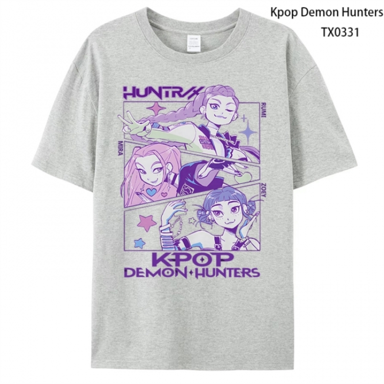 K-Pop Demon Hunters Anime peripheral printed pure cotton T-shirt from S to 4XL