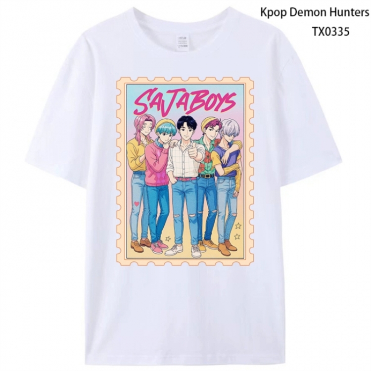 K-Pop Demon Hunters Anime peripheral printed pure cotton T-shirt from S to 4XL