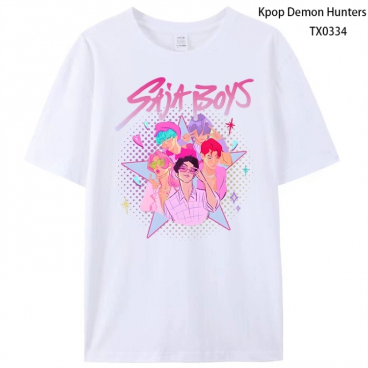 K-Pop Demon Hunters Anime peripheral printed pure cotton T-shirt from S to 4XL