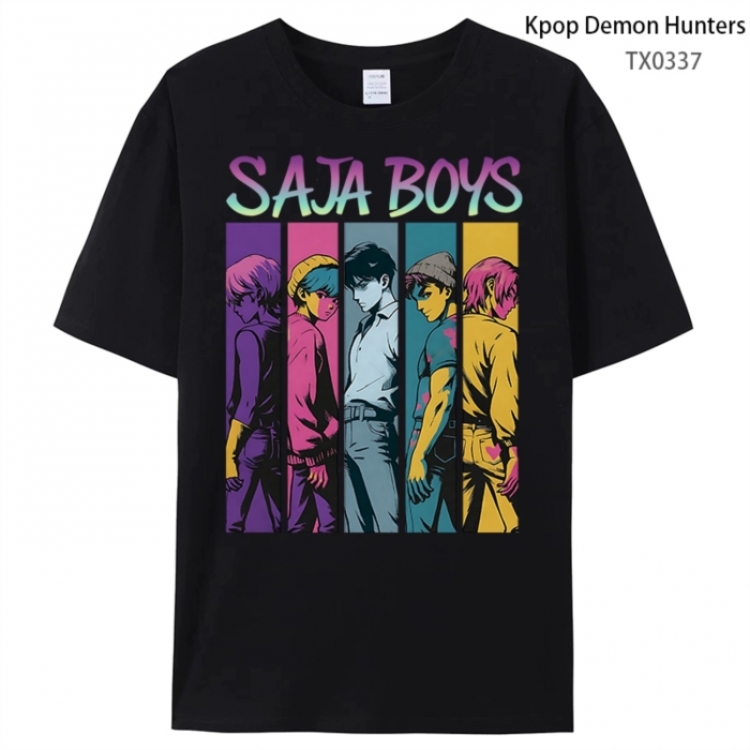 K-Pop Demon Hunters Anime peripheral printed pure cotton T-shirt from S to 4XL