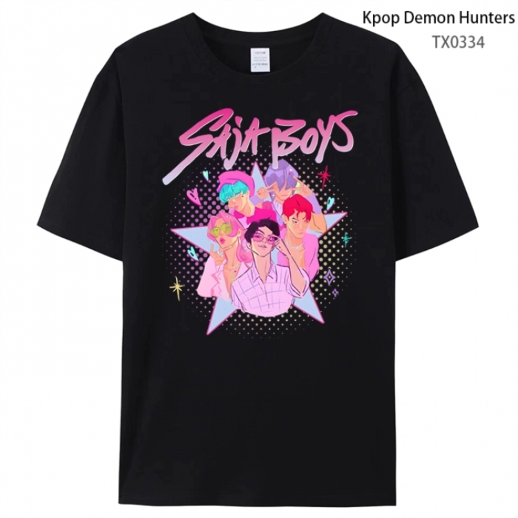 K-Pop Demon Hunters Anime peripheral printed pure cotton T-shirt from S to 4XL
