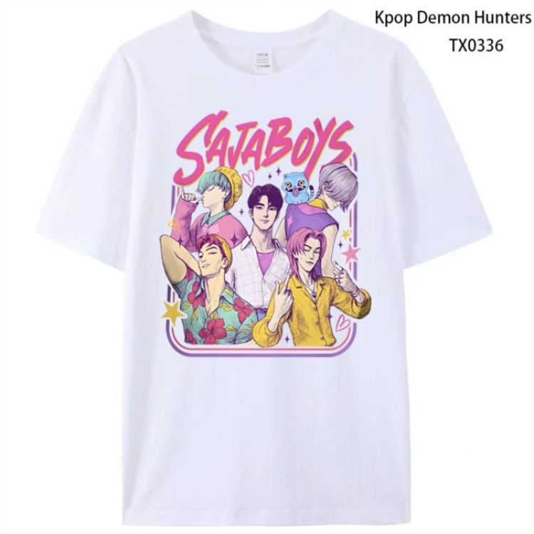 K-Pop Demon Hunters Anime peripheral printed pure cotton T-shirt from S to 4XL