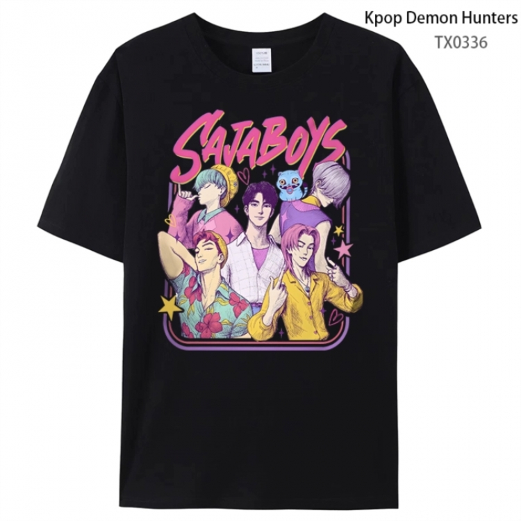 K-Pop Demon Hunters Anime peripheral printed pure cotton T-shirt from S to 4XL