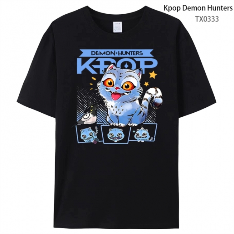 K-Pop Demon Hunters Anime peripheral printed pure cotton T-shirt from S to 4XL