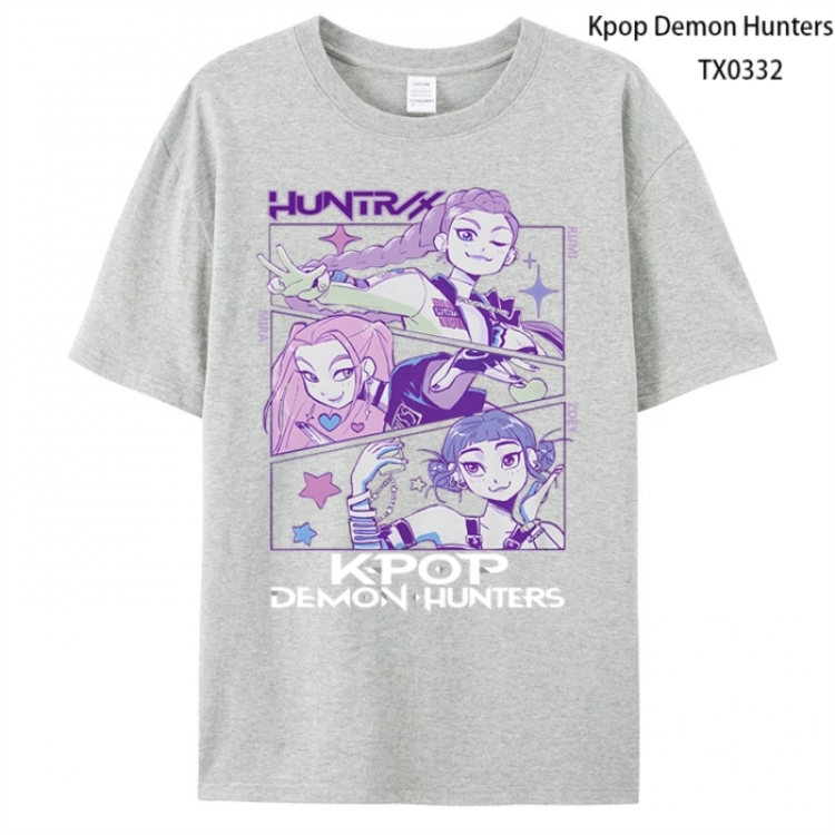 K-Pop Demon Hunters Anime peripheral printed pure cotton T-shirt from S to 4XL