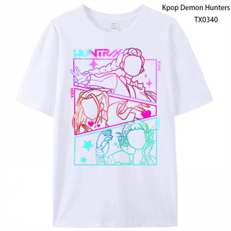 K-Pop Demon Hunters Anime peripheral printed pure cotton T-shirt from S to 4XL