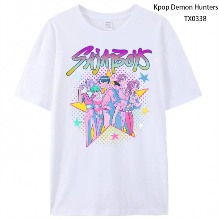 K-Pop Demon Hunters Anime peripheral printed pure cotton T-shirt from S to 4XL