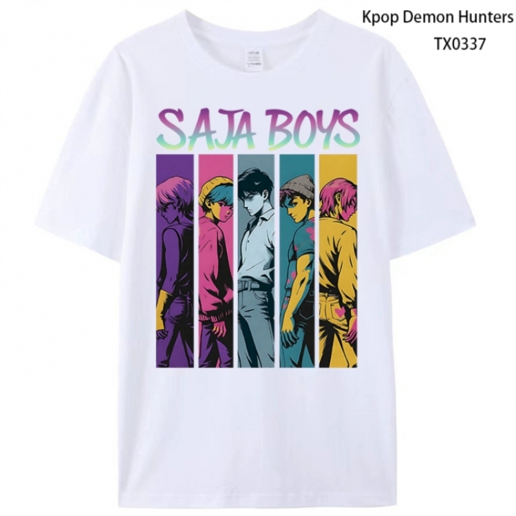 K-Pop Demon Hunters Anime peripheral printed pure cotton T-shirt from S to 4XL