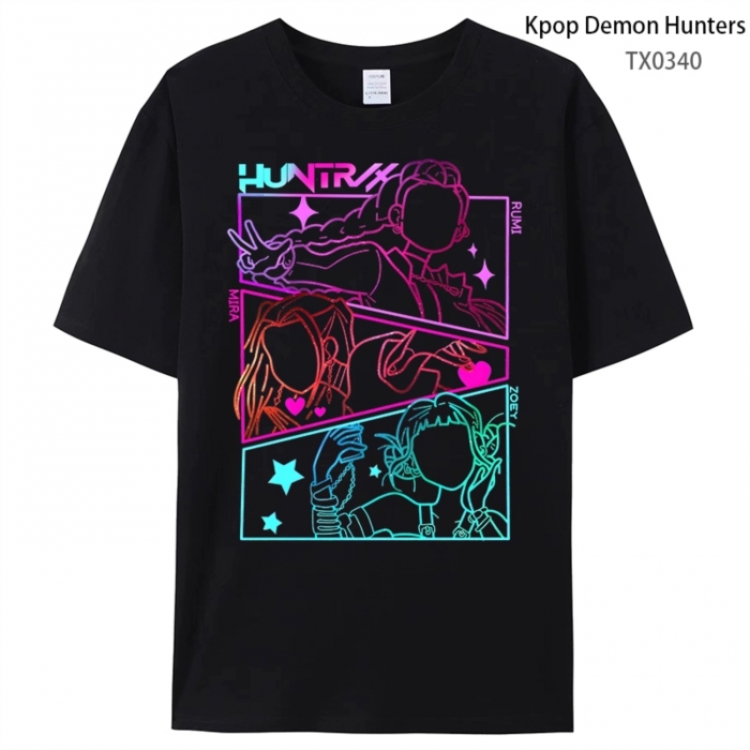 K-Pop Demon Hunters Anime peripheral printed pure cotton T-shirt from S to 4XL