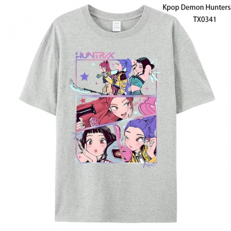 K-Pop Demon Hunters Anime peripheral printed pure cotton T-shirt from S to 4XL
