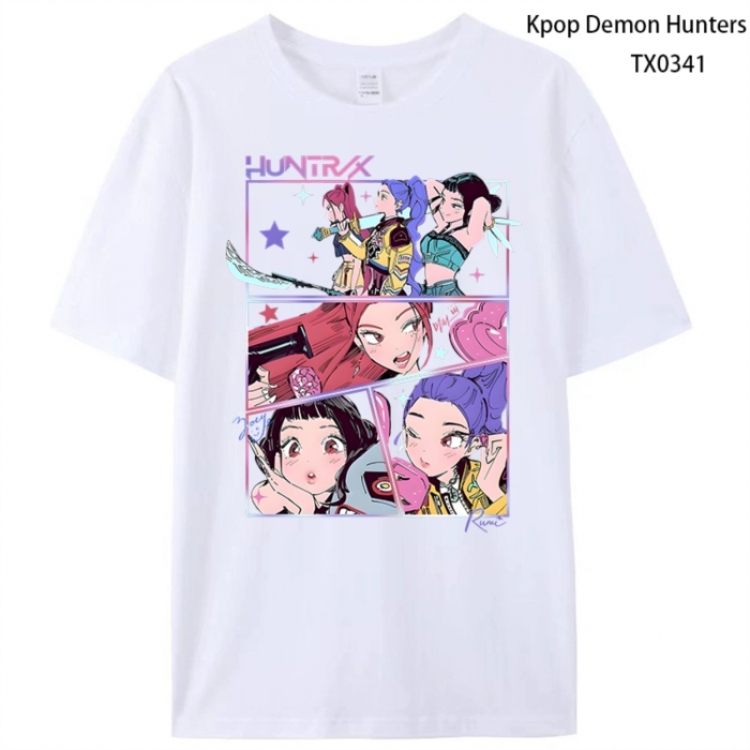K-Pop Demon Hunters Anime peripheral printed pure cotton T-shirt from S to 4XL