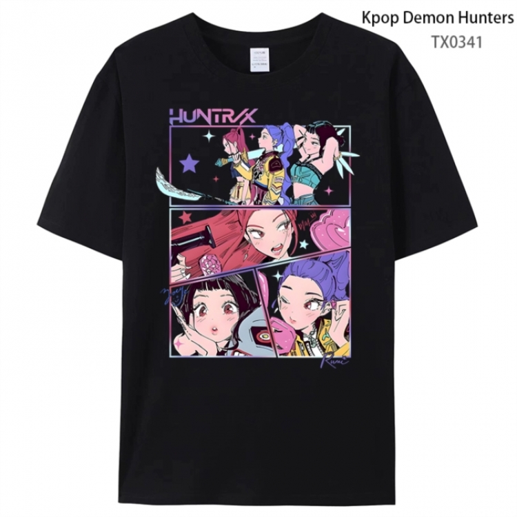 K-Pop Demon Hunters Anime peripheral printed pure cotton T-shirt from S to 4XL