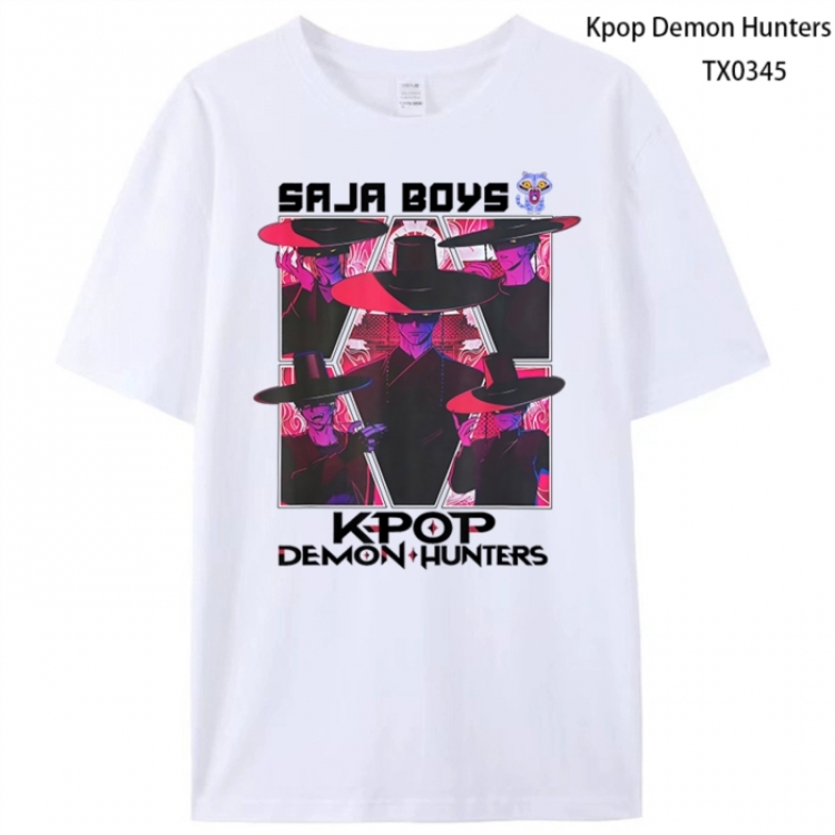 K-Pop Demon Hunters Anime peripheral printed pure cotton T-shirt from S to 4XL