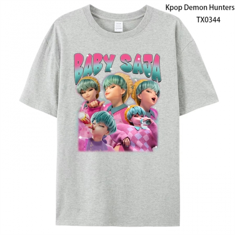 K-Pop Demon Hunters Anime peripheral printed pure cotton T-shirt from S to 4XL