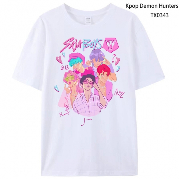 K-Pop Demon Hunters Anime peripheral printed pure cotton T-shirt from S to 4XL