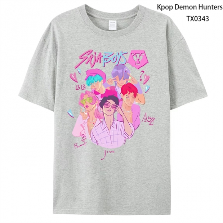 K-Pop Demon Hunters Anime peripheral printed pure cotton T-shirt from S to 4XL