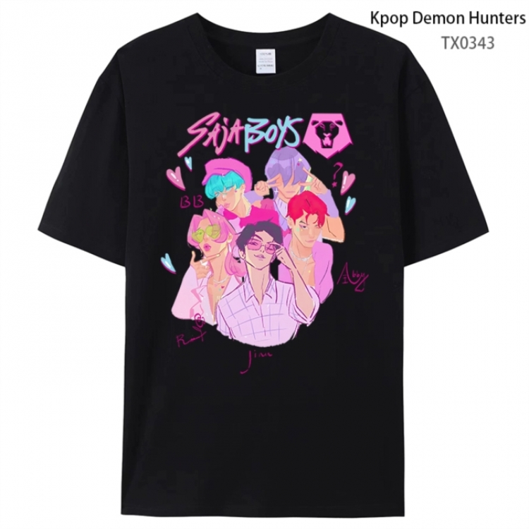 K-Pop Demon Hunters Anime peripheral printed pure cotton T-shirt from S to 4XL