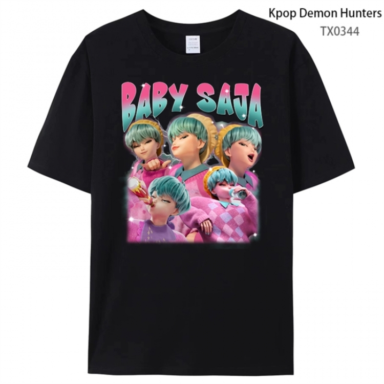 K-Pop Demon Hunters Anime peripheral printed pure cotton T-shirt from S to 4XL