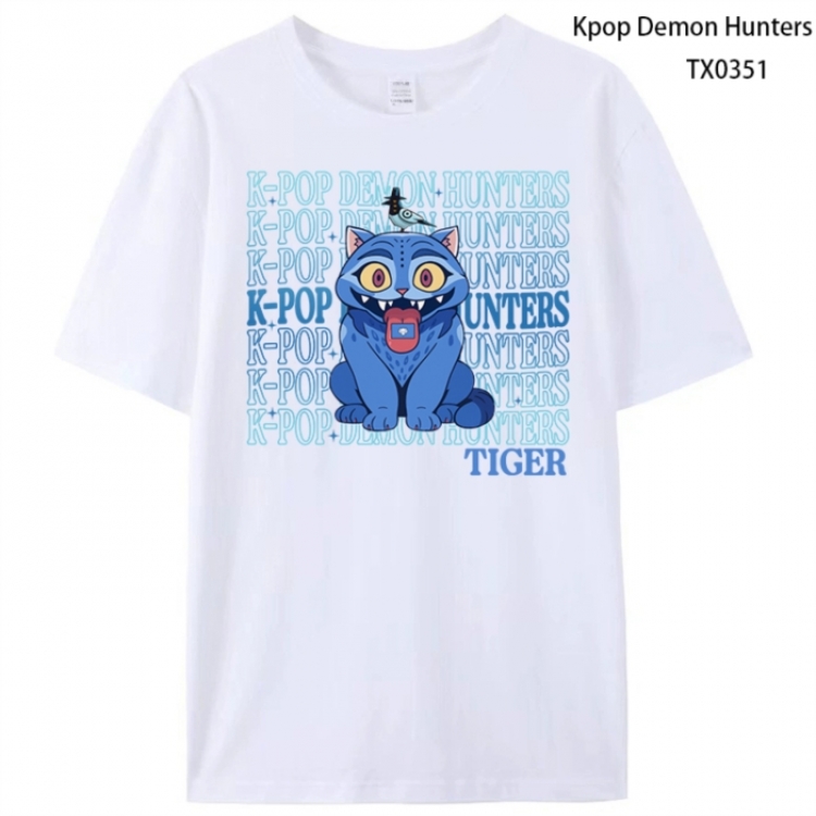 K-Pop Demon Hunters Anime peripheral printed pure cotton T-shirt from S to 4XL