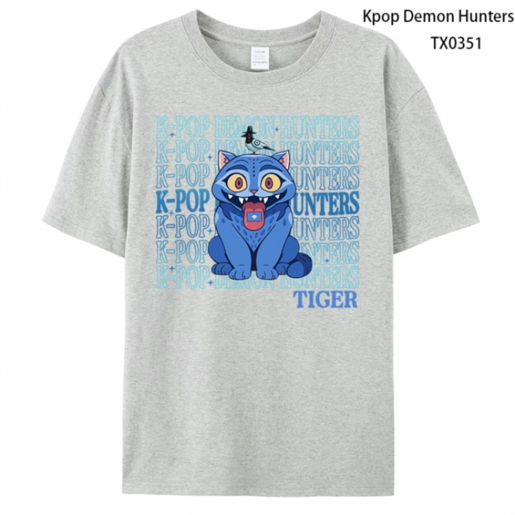 K-Pop Demon Hunters Anime peripheral printed pure cotton T-shirt from S to 4XL