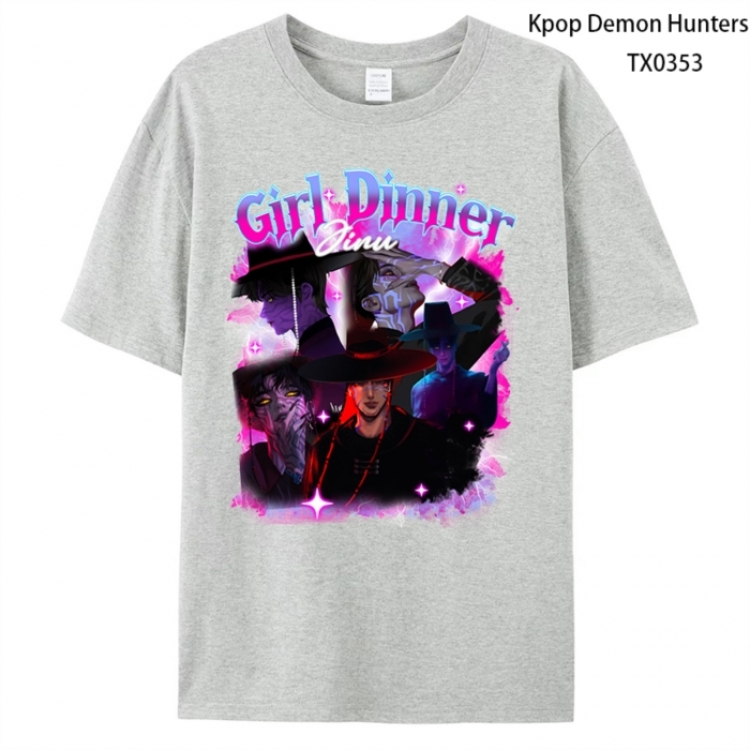 K-Pop Demon Hunters Anime peripheral printed pure cotton T-shirt from S to 4XL
