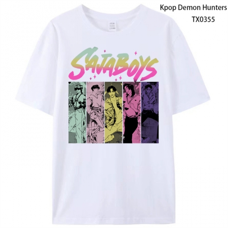 K-Pop Demon Hunters Anime peripheral printed pure cotton T-shirt from S to 4XL