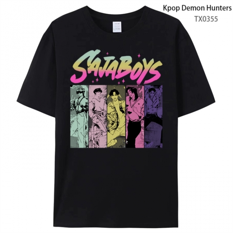 K-Pop Demon Hunters Anime peripheral printed pure cotton T-shirt from S to 4XL