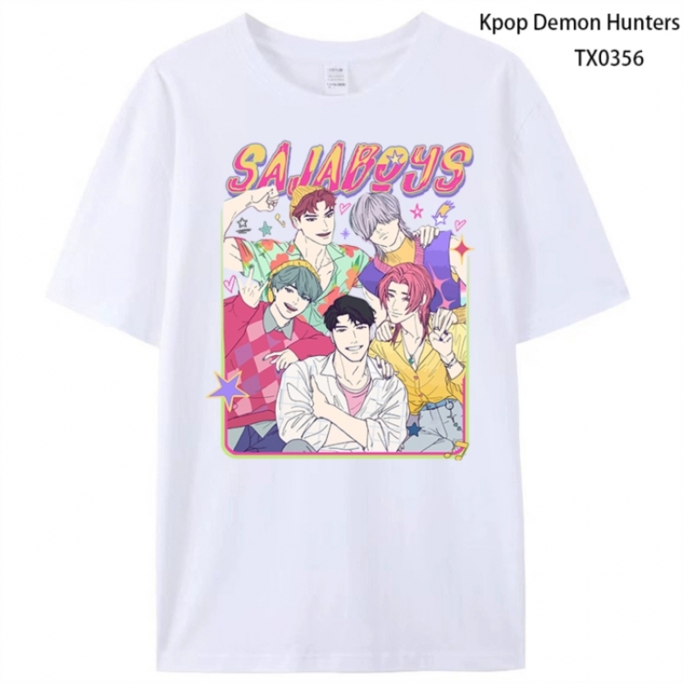 K-Pop Demon Hunters Anime peripheral printed pure cotton T-shirt from S to 4XL