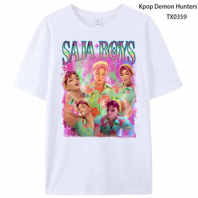 K-Pop Demon Hunters Anime peripheral printed pure cotton T-shirt from S to 4XL