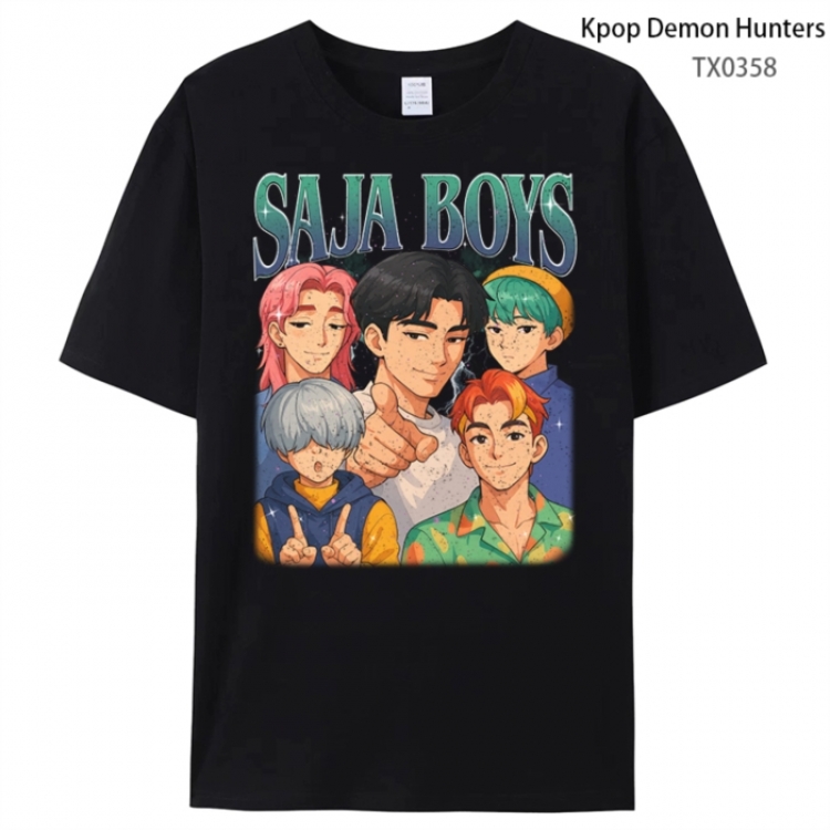 K-Pop Demon Hunters Anime peripheral printed pure cotton T-shirt from S to 4XL