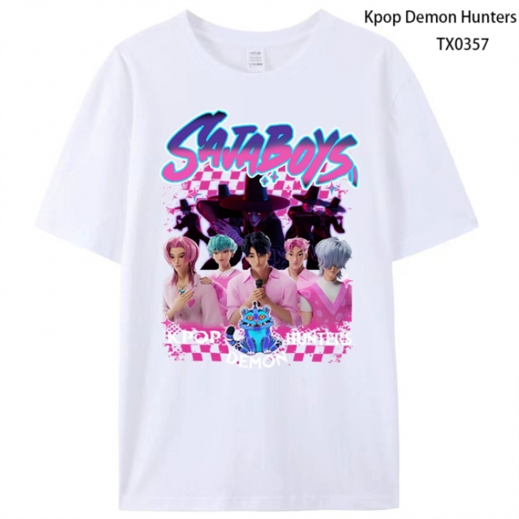 K-Pop Demon Hunters Anime peripheral printed pure cotton T-shirt from S to 4XL