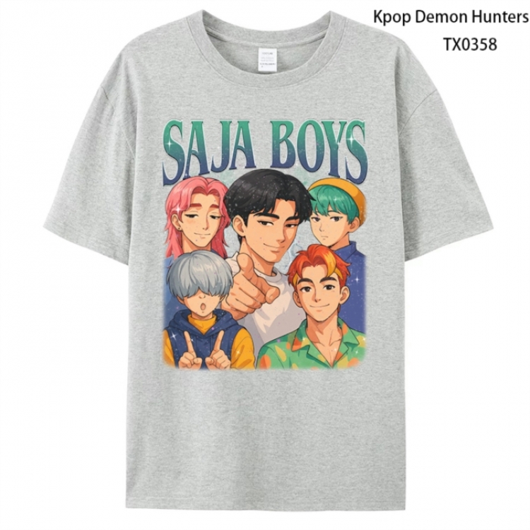 K-Pop Demon Hunters Anime peripheral printed pure cotton T-shirt from S to 4XL