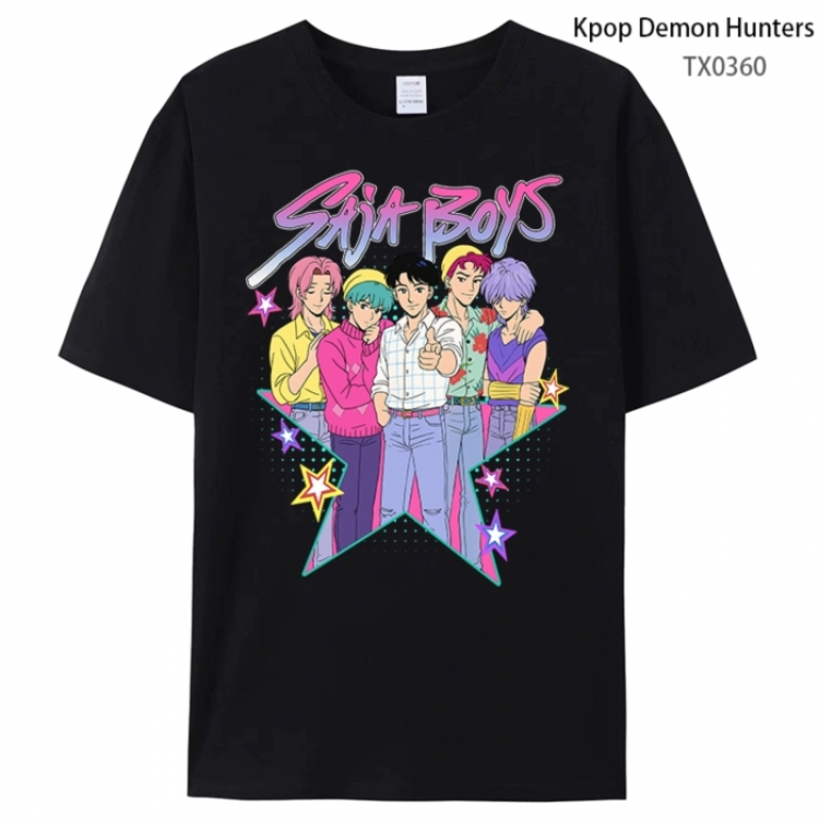 K-Pop Demon Hunters Anime peripheral printed pure cotton T-shirt from S to 4XL