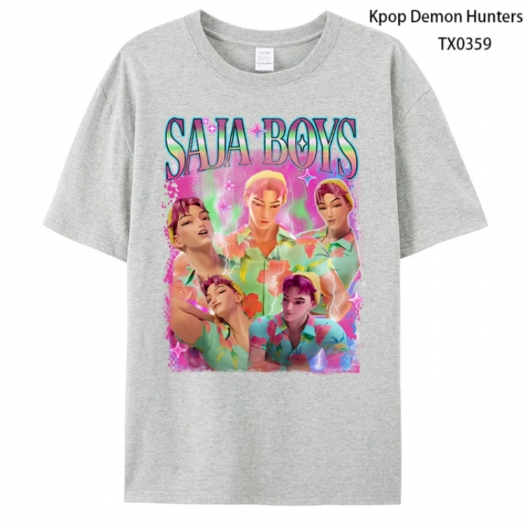 K-Pop Demon Hunters Anime peripheral printed pure cotton T-shirt from S to 4XL