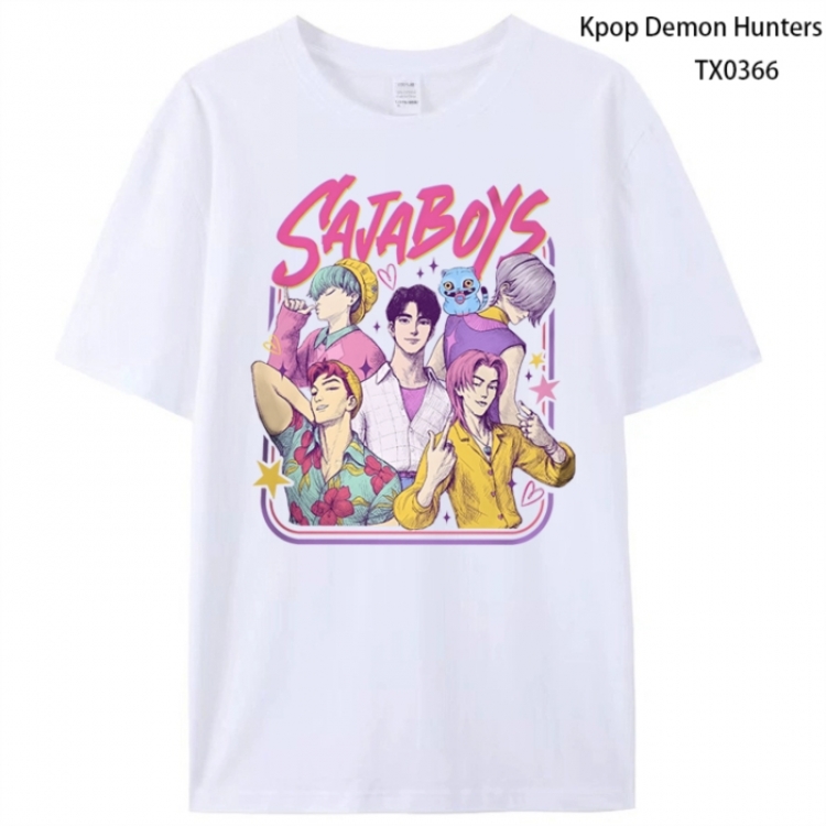 K-Pop Demon Hunters Anime peripheral printed pure cotton T-shirt from S to 4XL