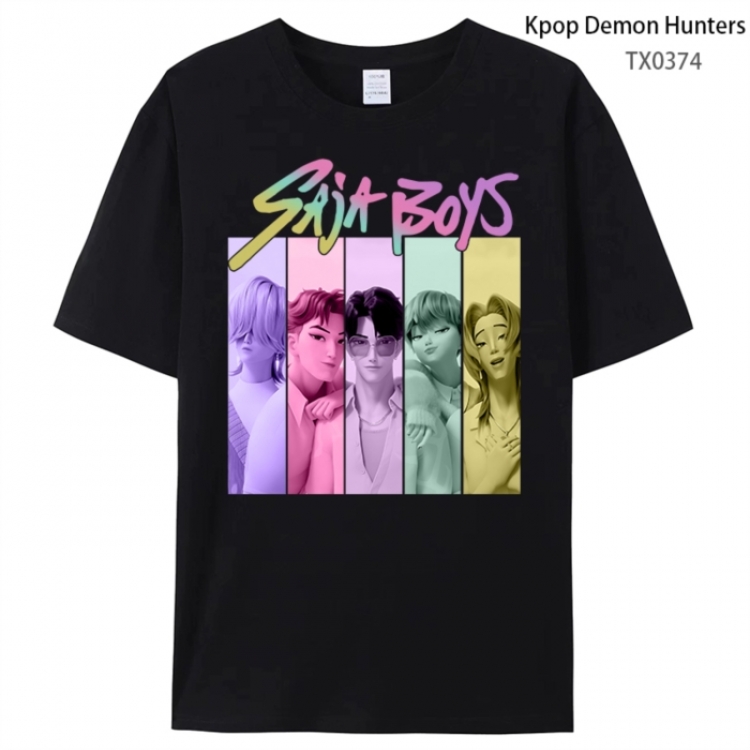 K-Pop Demon Hunters Anime peripheral printed pure cotton T-shirt from S to 4XL