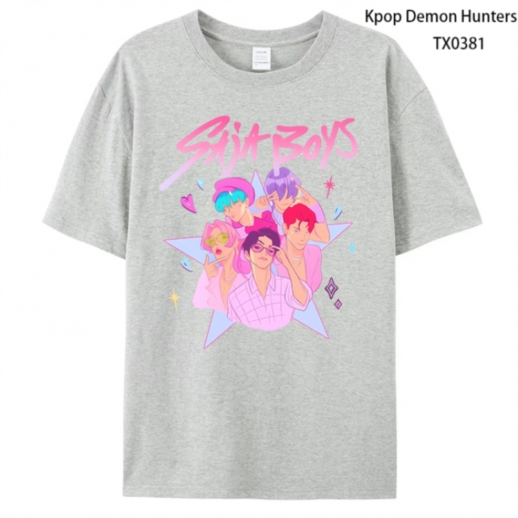 K-Pop Demon Hunters Anime peripheral printed pure cotton T-shirt from S to 4XL