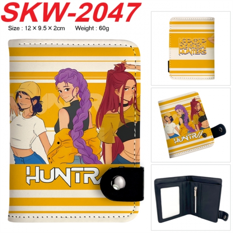 K-Pop Demon Hunters Anime PU leather full color buckle two fold wallet 12X10X2CM