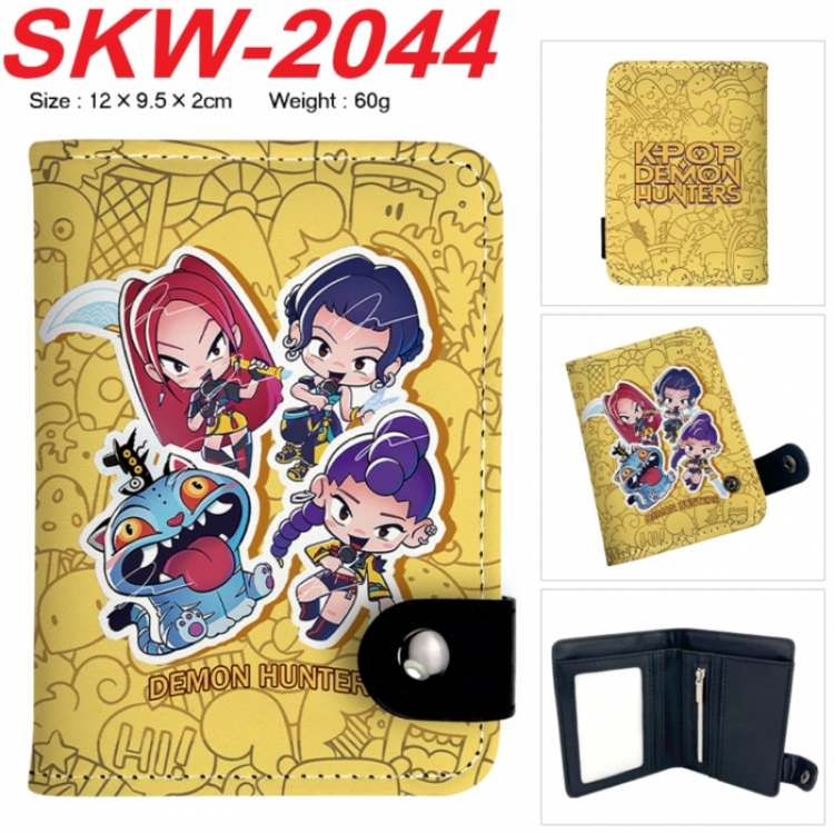 K-Pop Demon Hunters Anime PU leather full color buckle two fold wallet 12X10X2CM