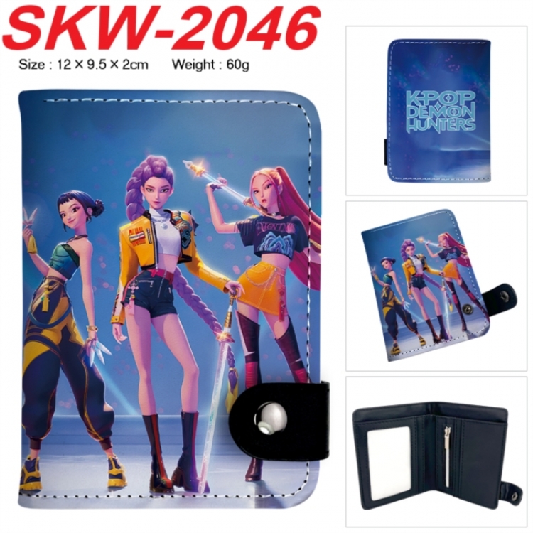 K-Pop Demon Hunters Anime PU leather full color buckle two fold wallet 12X10X2CM