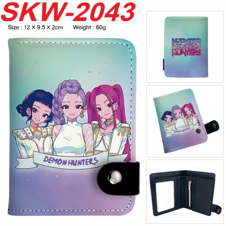 K-Pop Demon Hunters Anime PU leather full color buckle two fold wallet 12X10X2CM